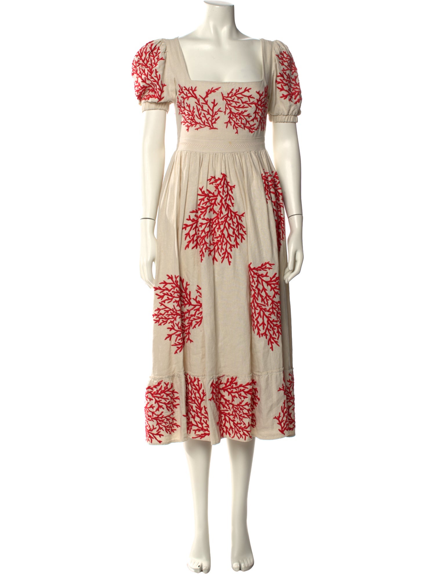 Agua Bendita Linen Midi Length Dress