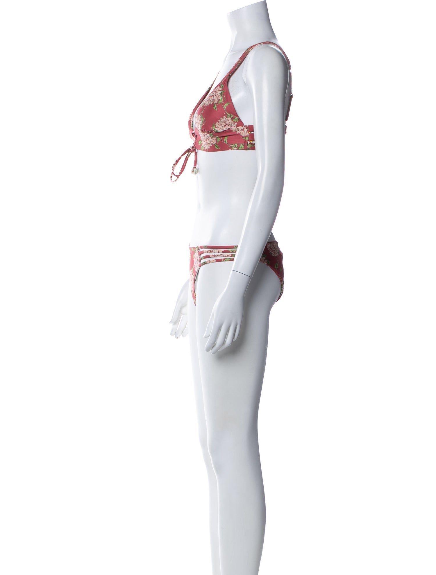 Agua Bendita Floral Print Beaded Accents Bikini w/ Tags