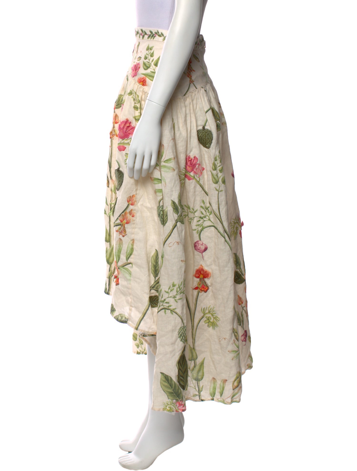 Agua Bendita Linen Midi Length Skirt