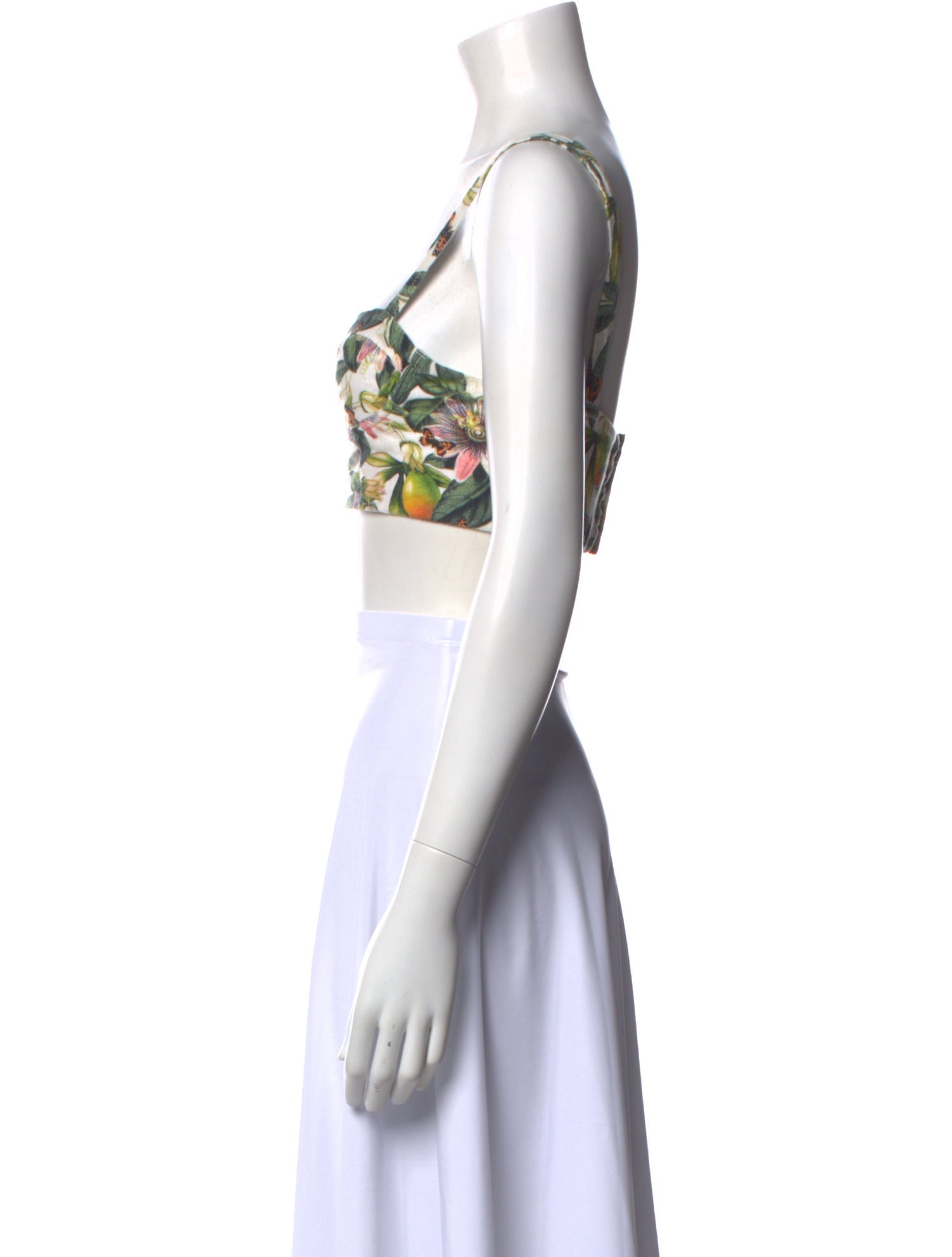 Agua Bendita Linen Floral Print Crop Top