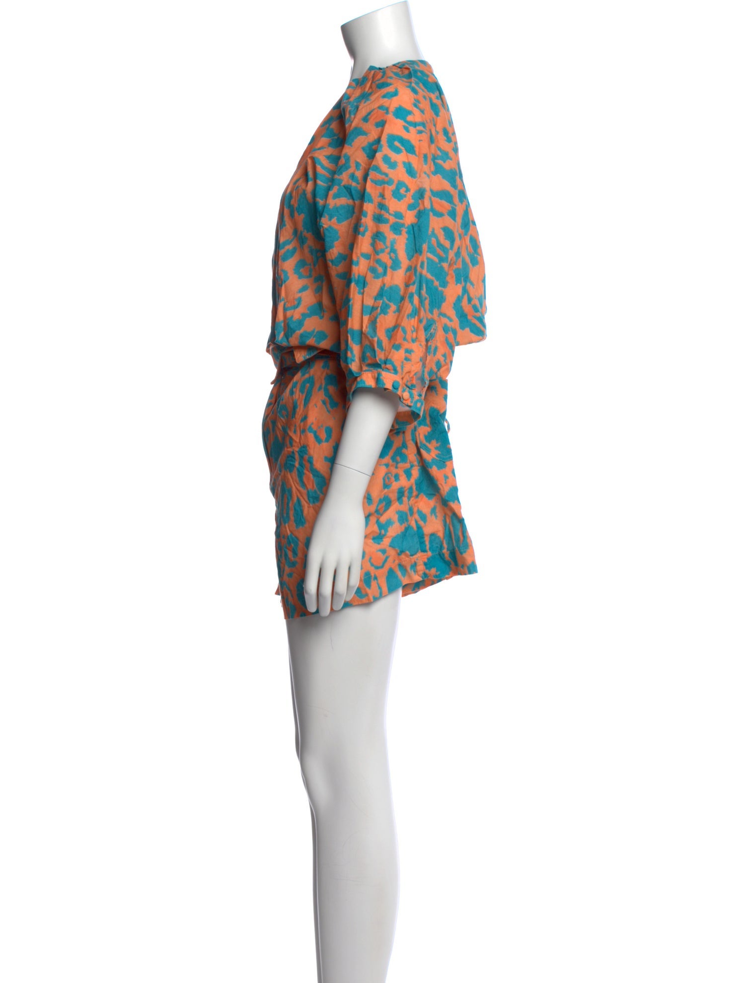 Agua Bendita Printed Plunge Neckline Romper