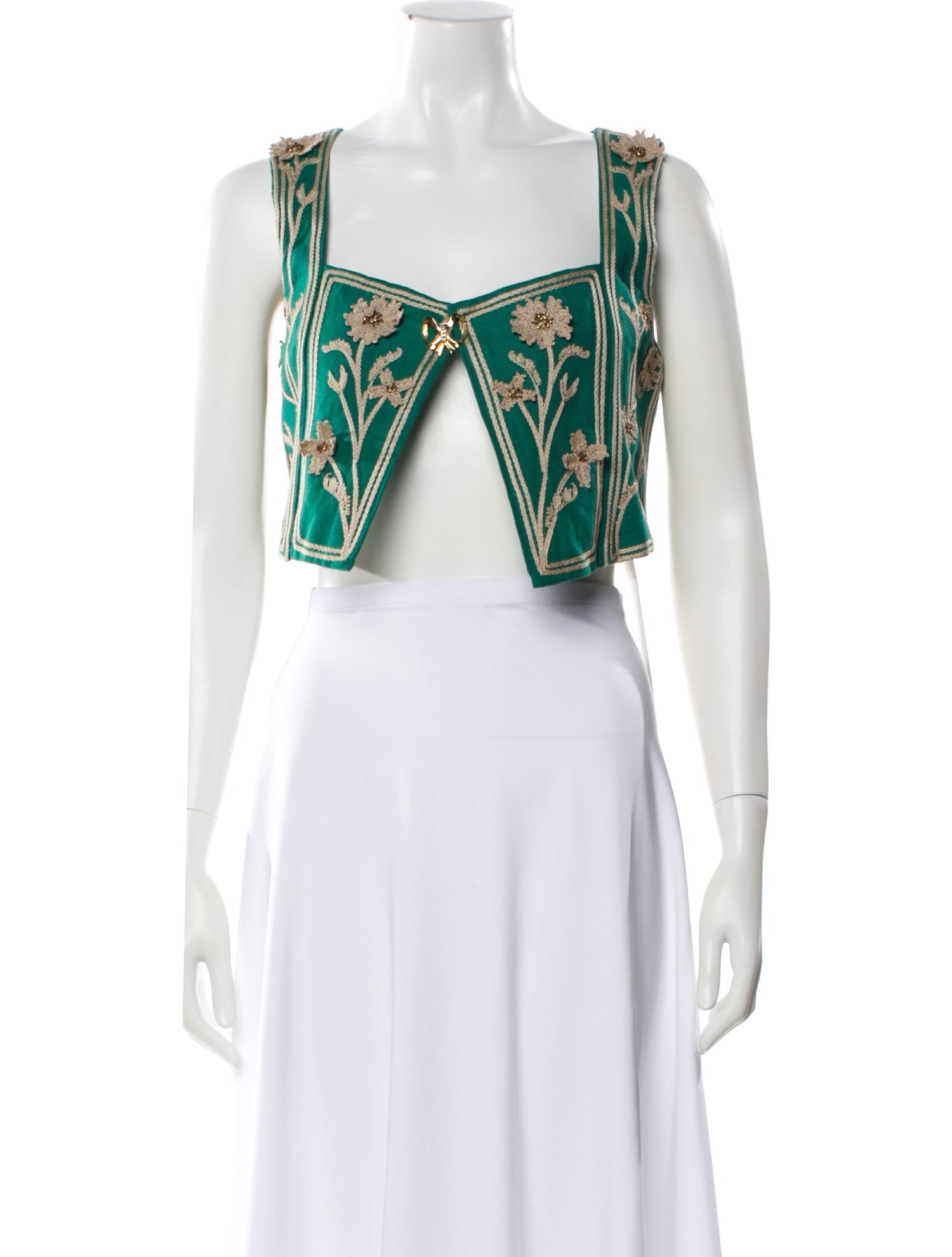 Agua Bendita Linen Patterned Bolero w/ Tags