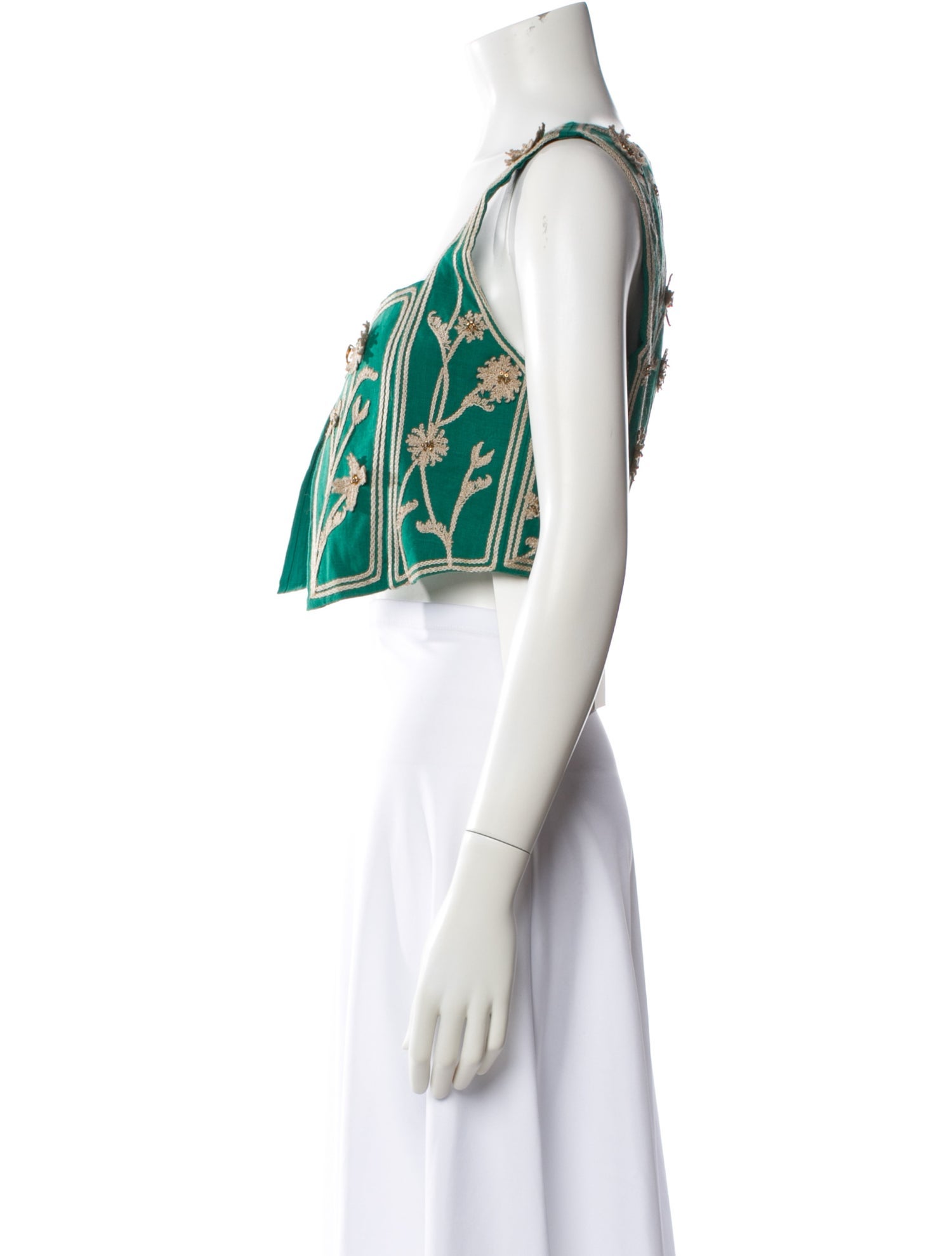 Agua Bendita Linen Patterned Bolero w/ Tags