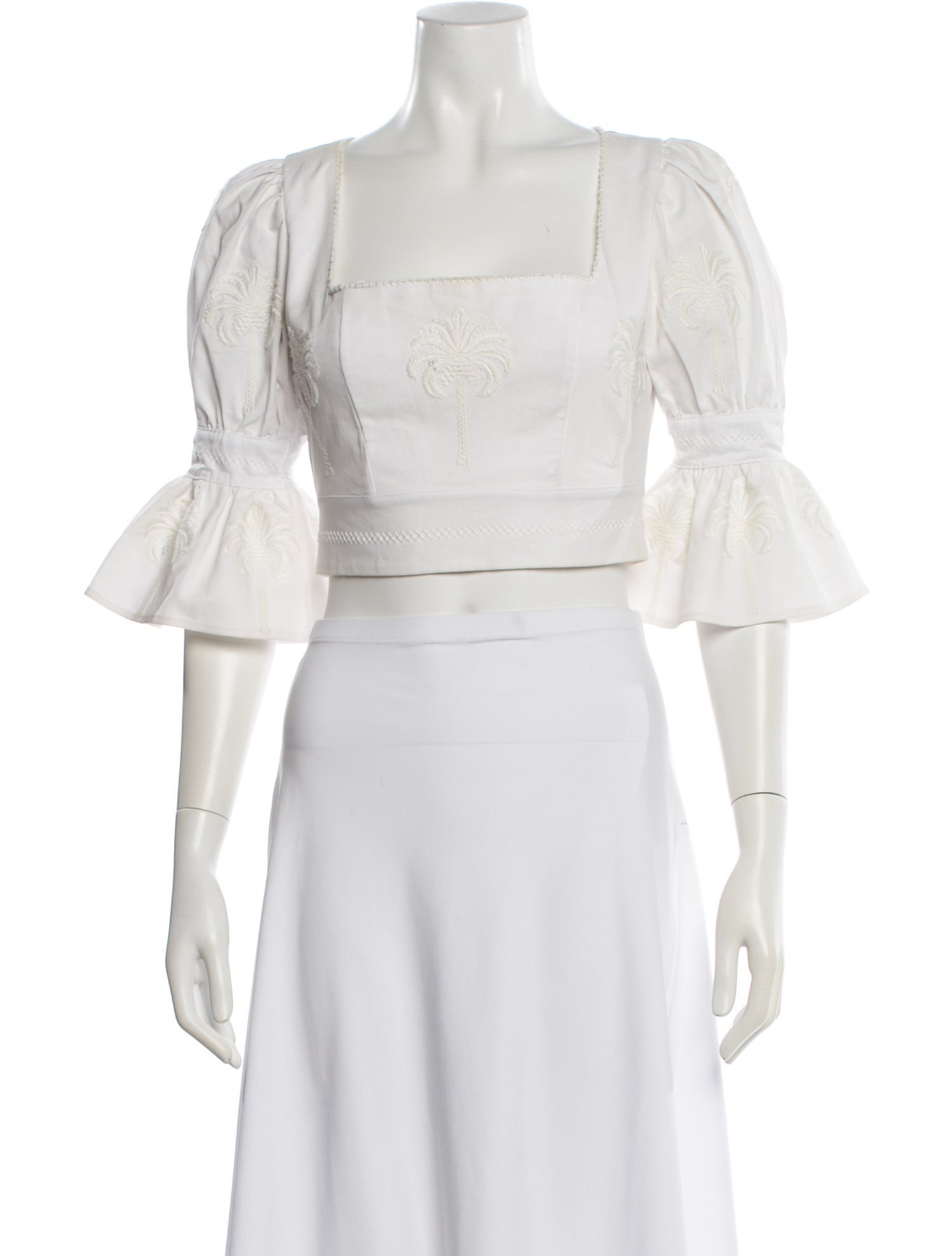 Agua Bendita Floral Print Square Neckline Crop Top