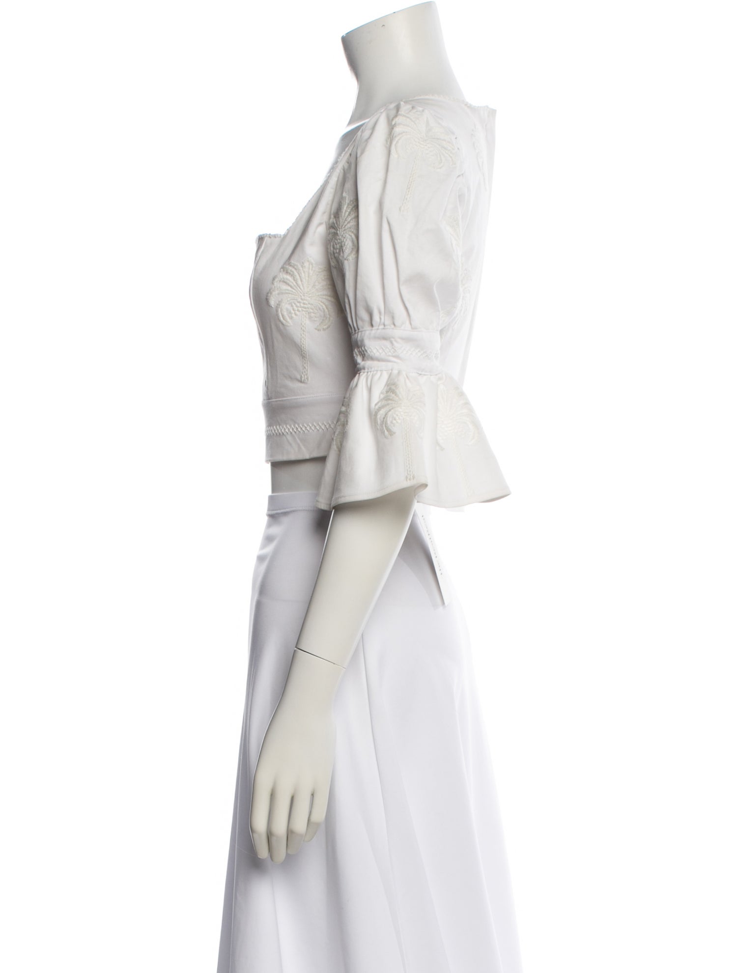 Agua Bendita Floral Print Square Neckline Crop Top