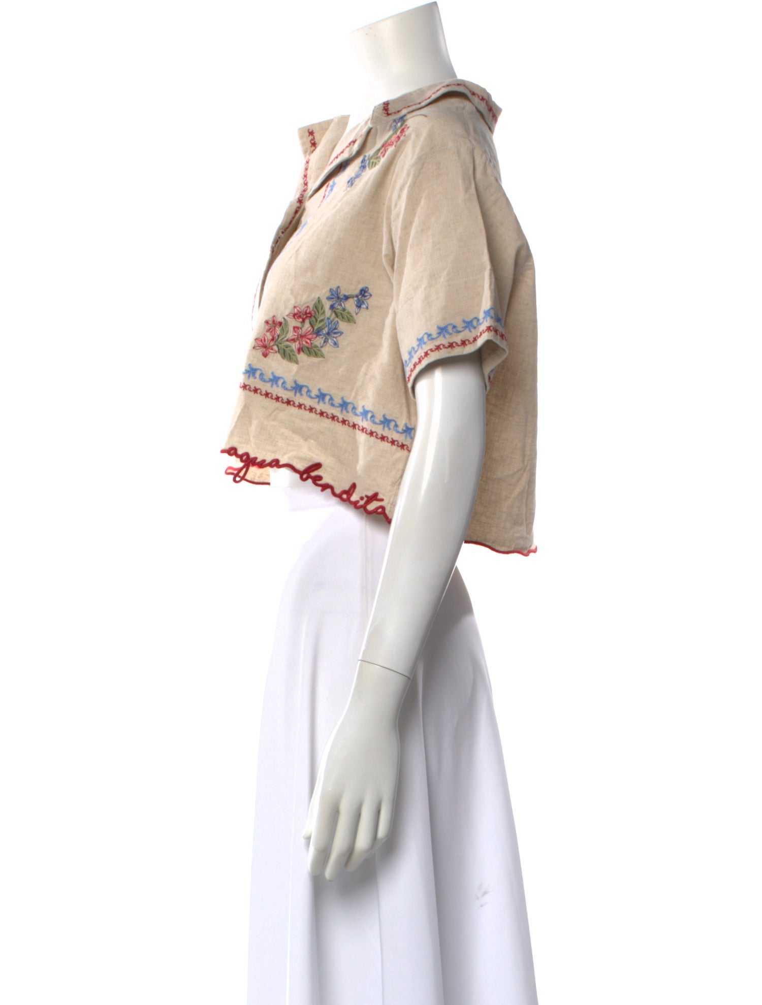 Agua Bendita Floral Print Short Sleeve Crop Top