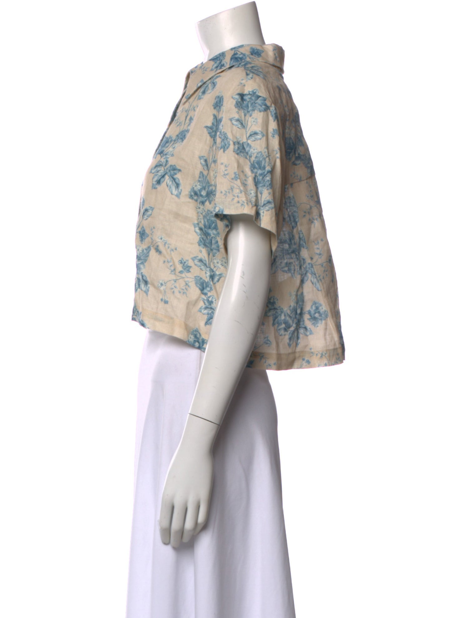 Agua Bendita Linen Floral Print Crop Top