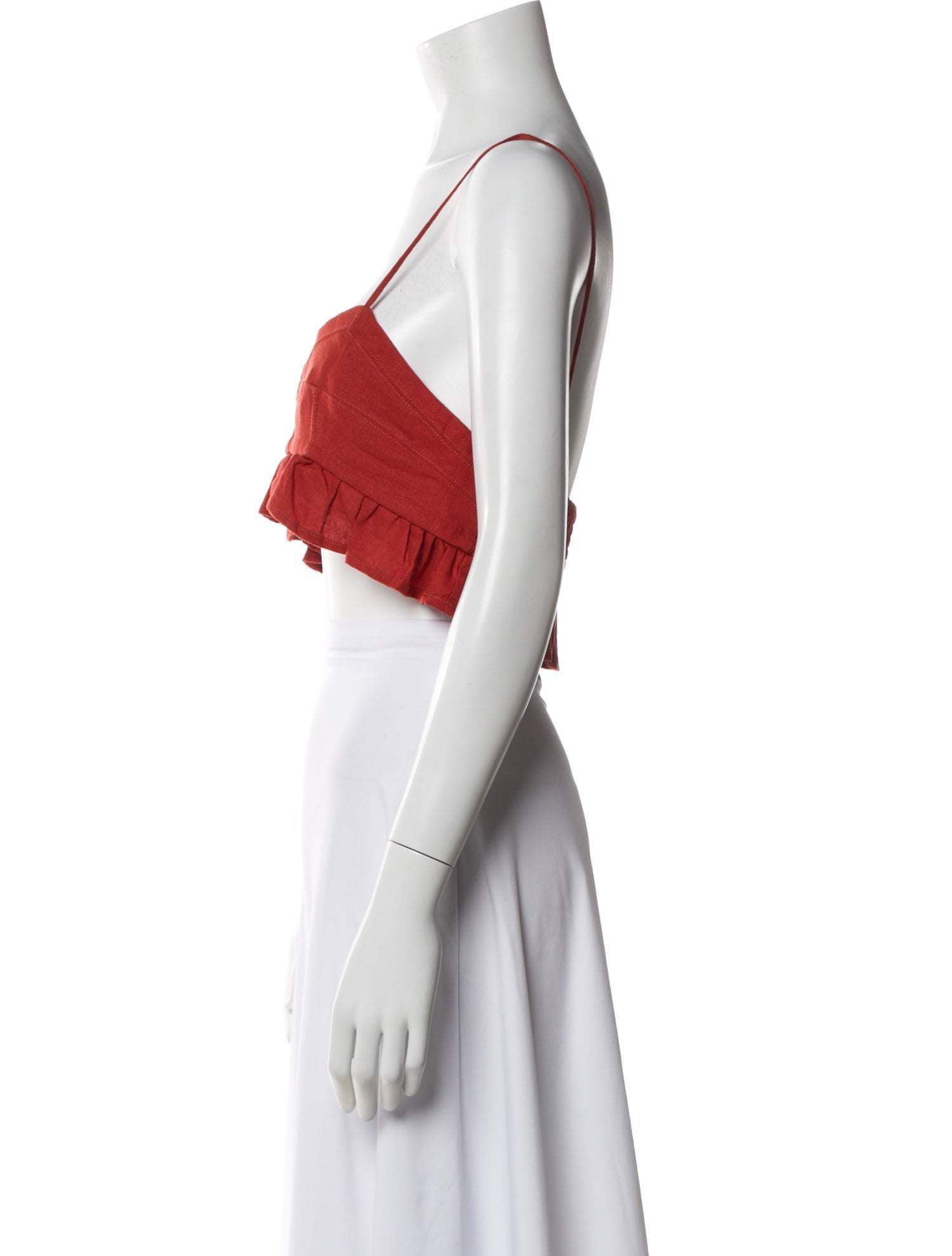 Agua Bendita Linen Square Neckline Crop Top