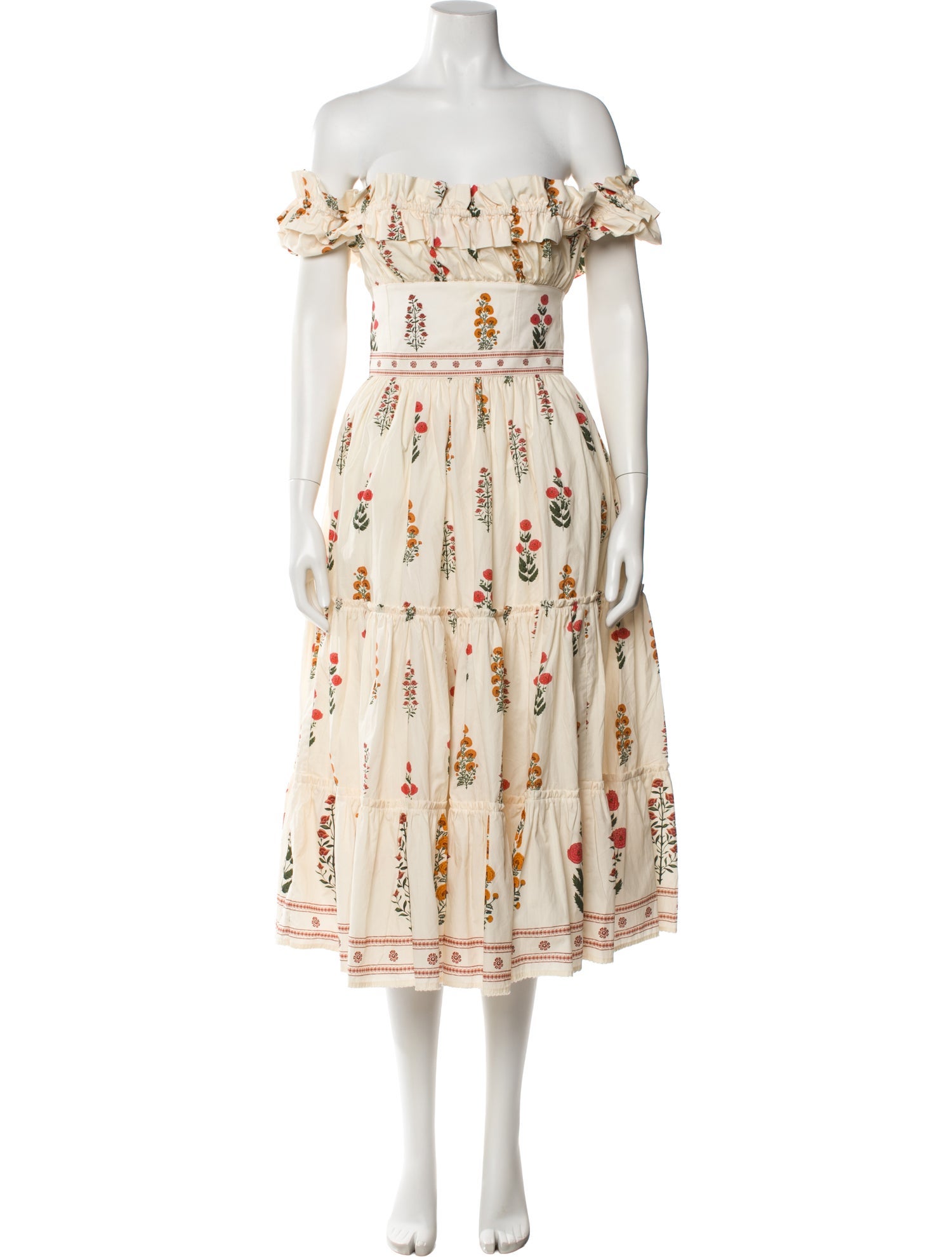 Agua Bendita Floral Print Midi Length Dress