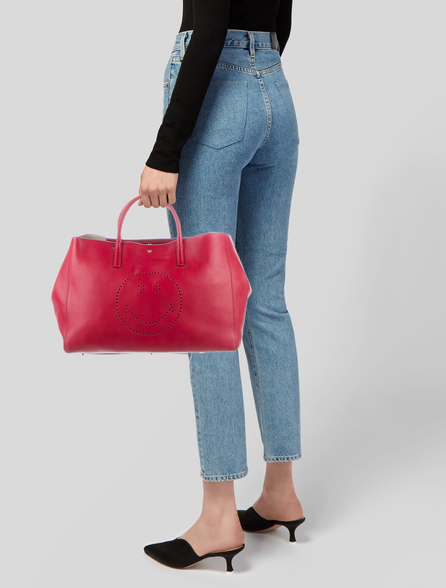 Anya Hindmarch Smiley Face Cutout Tote Bag Red Totes, Handbags