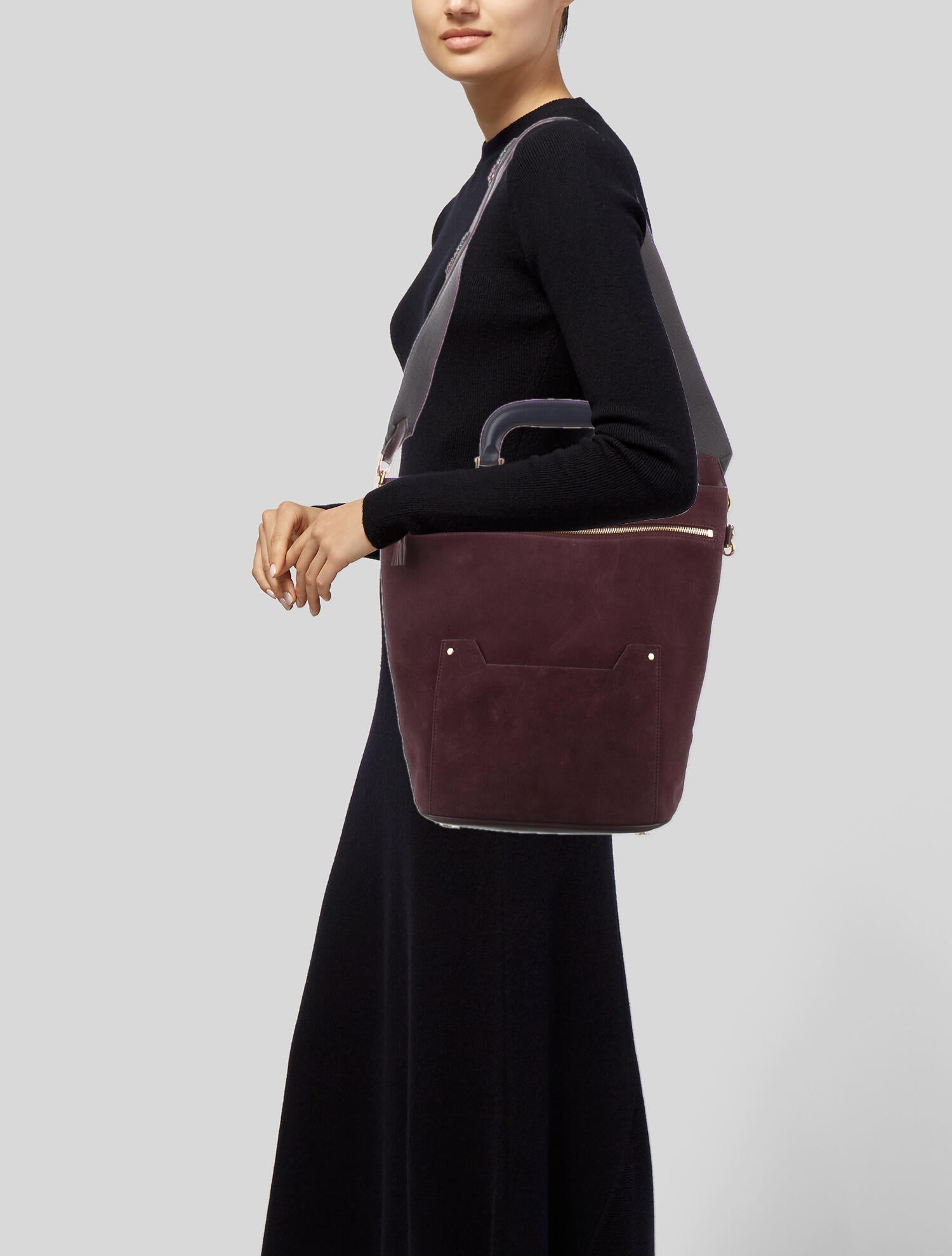 Anya Hindmarch Suede Orsett Top Handle Burgundy Shoulder Bags, Handbags WAH33689 The RealReal