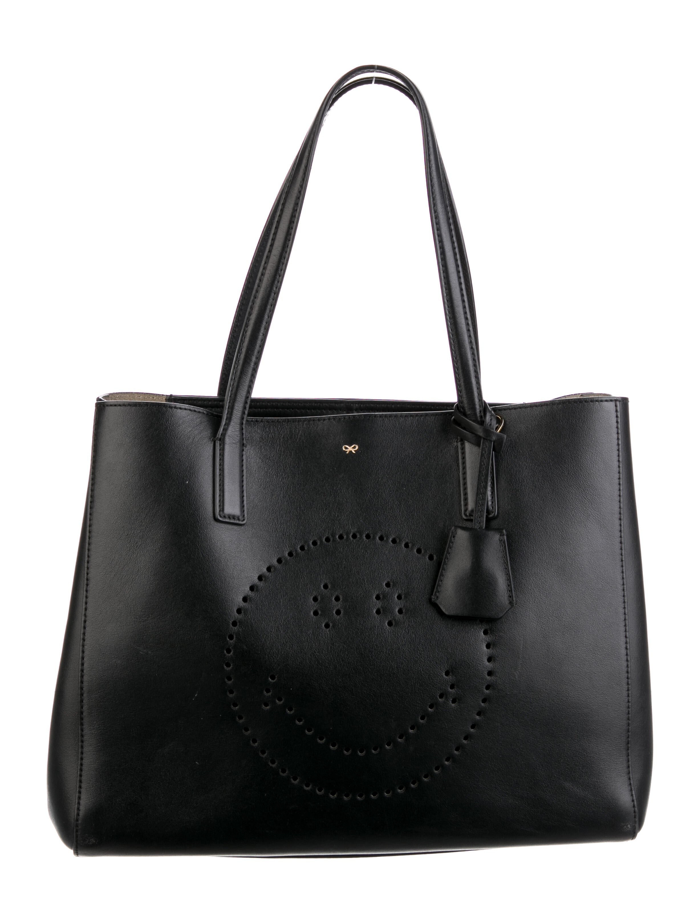 Anya Hindmarch Leather Perforated Tote Black Totes, Handbags