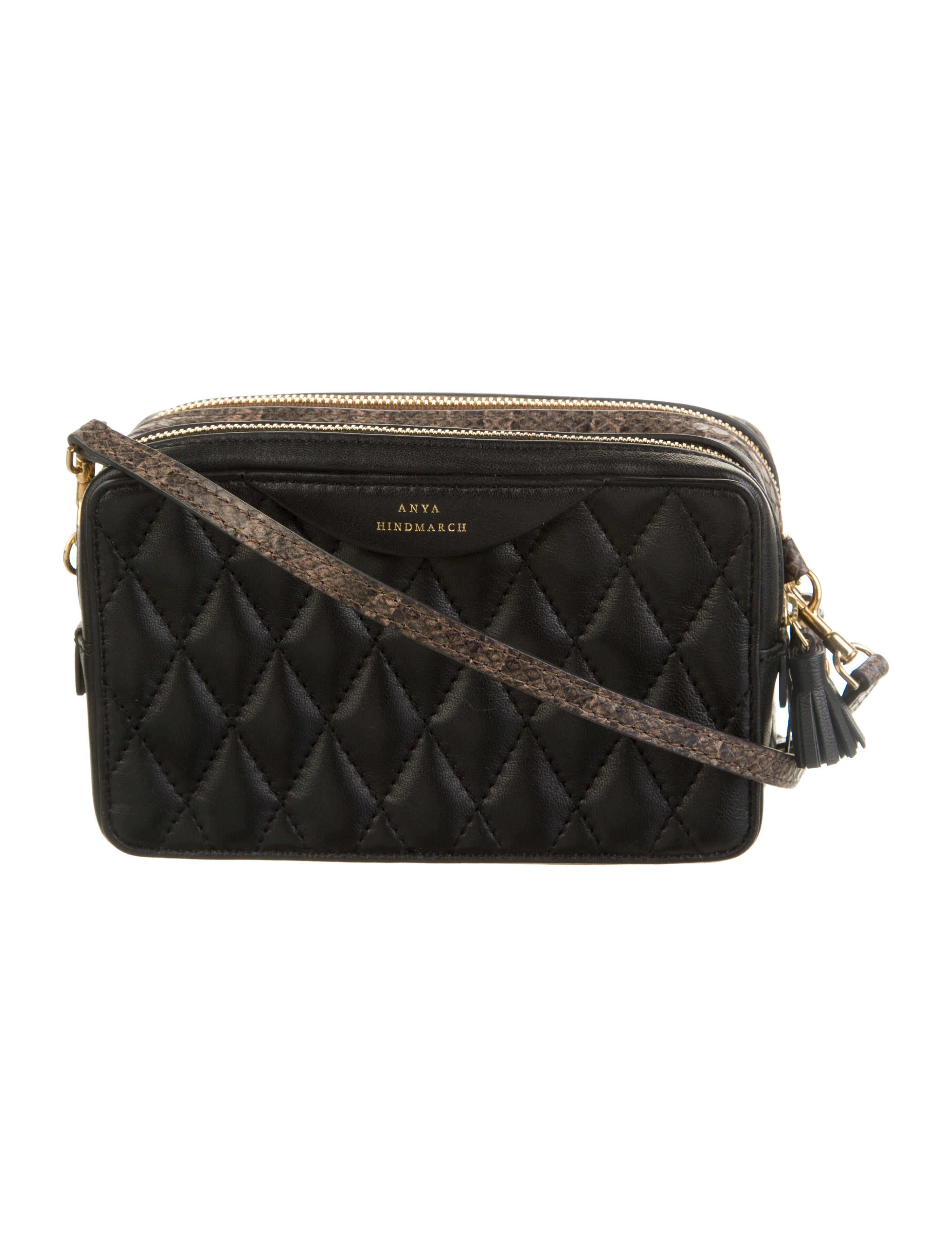 Anya Hindmarch Leather Quilted Crossbody Bag Black Crossbody Bags