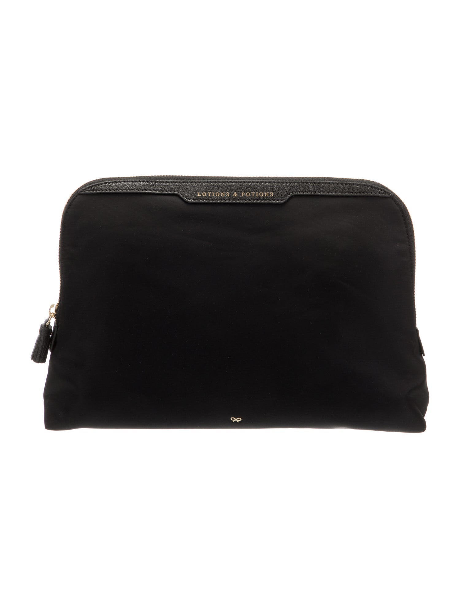 Anya Hindmarch Leather Trim Nylon Cosmetic Bag Black Cosmetic Bags