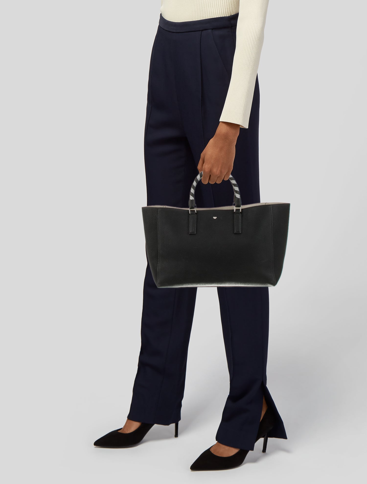 バッグ Anya Hindmarch HOMEWORK tote bag Anya Hindmarch Leather-Trimmed Homework Tote - Neutrals