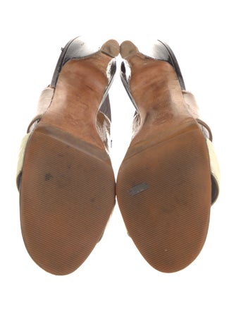 Anya Hindmarch Patent Leather Colorblock Pattern Slingback Sandals