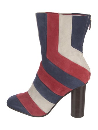 Anya Hindmarch Suede Colorblock Pattern Sock Boots