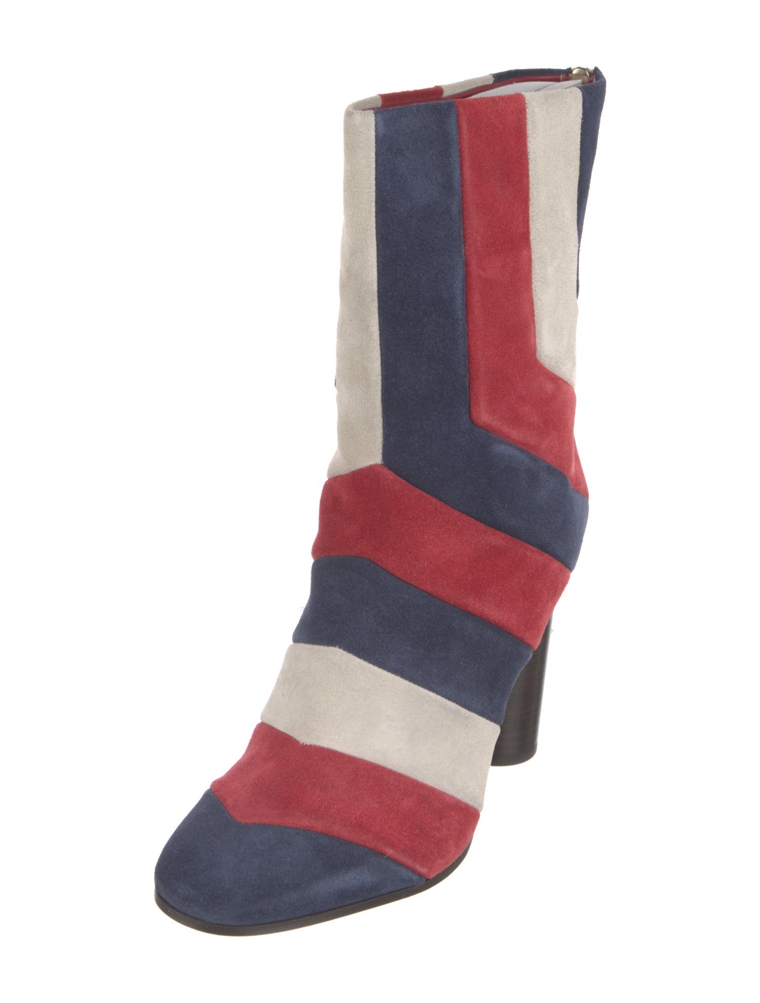 Anya Hindmarch Suede Colorblock Pattern Sock Boots