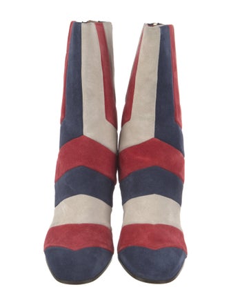 Anya Hindmarch Suede Colorblock Pattern Sock Boots