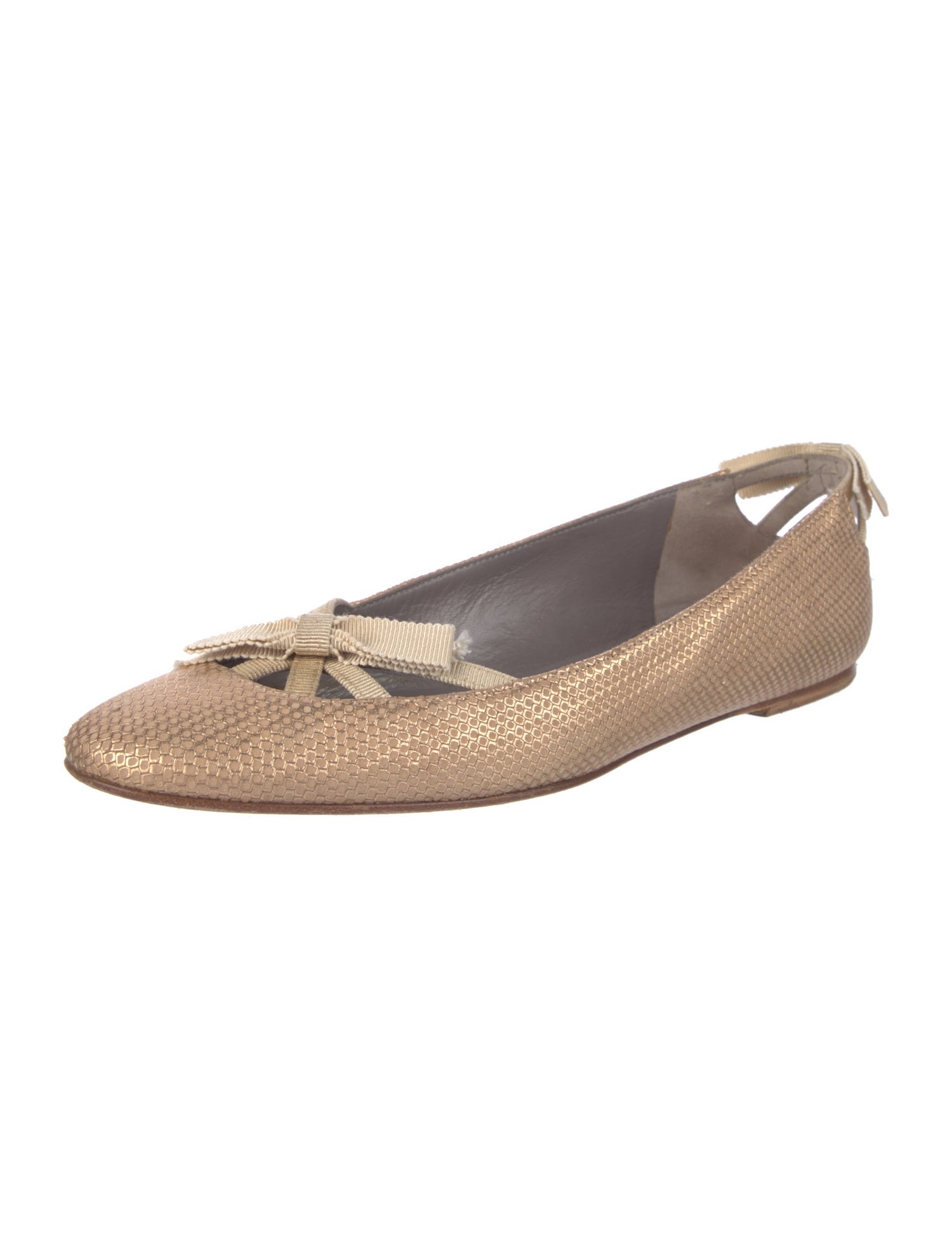 Anya Hindmarch Leather Bow Accents Ballet Flats