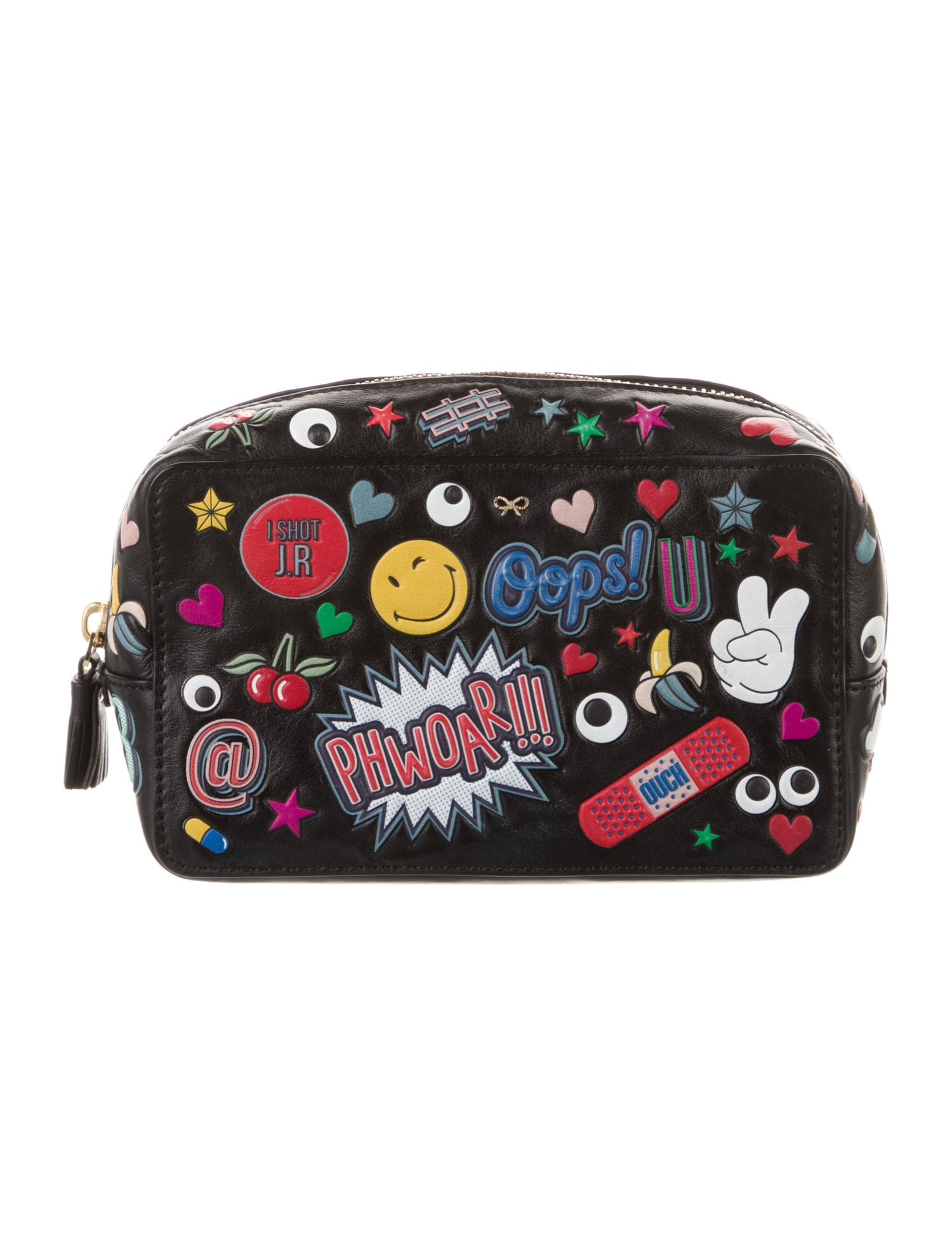 Anya Hindmarch Black Leather cosmetic bag