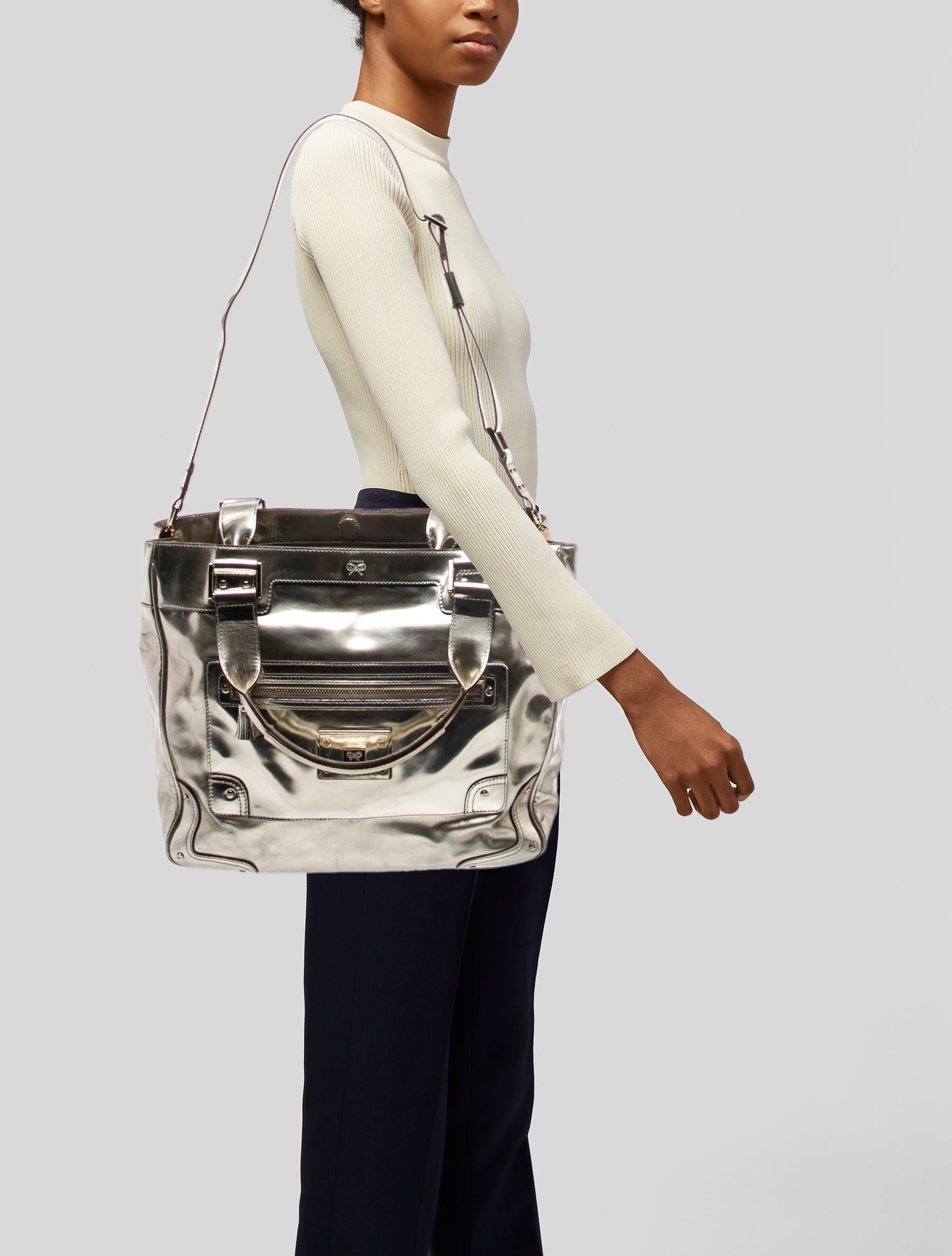 Anya Hindmarch Patent Leather Top Handle Bag