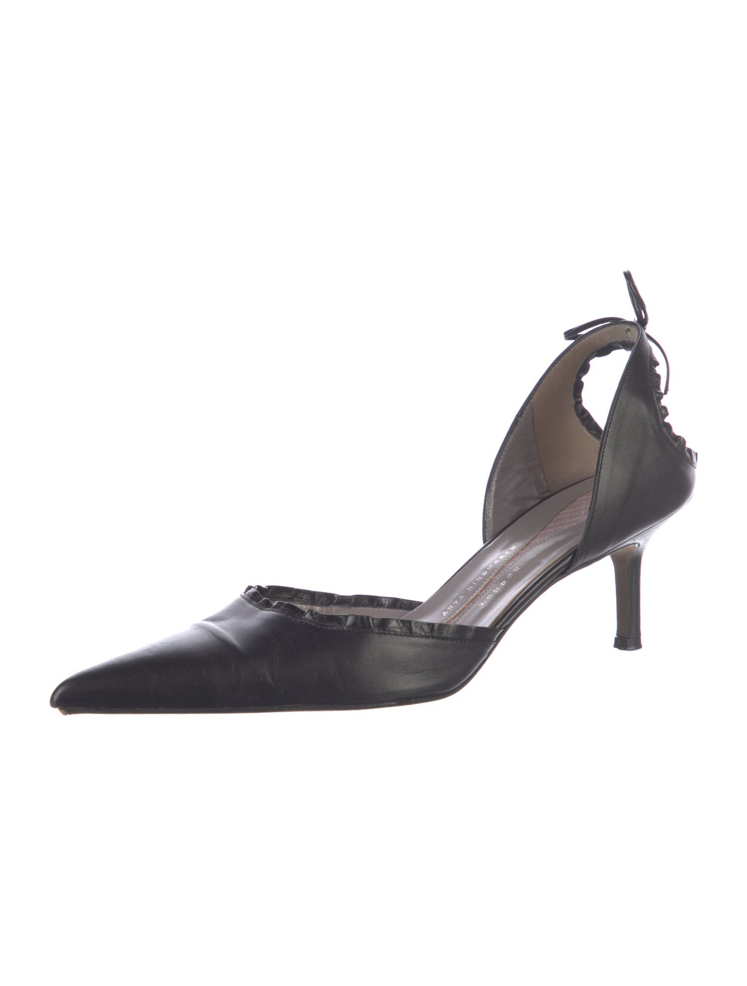 Anya Hindmarch Leather Bow Accents D'Orsay Pumps