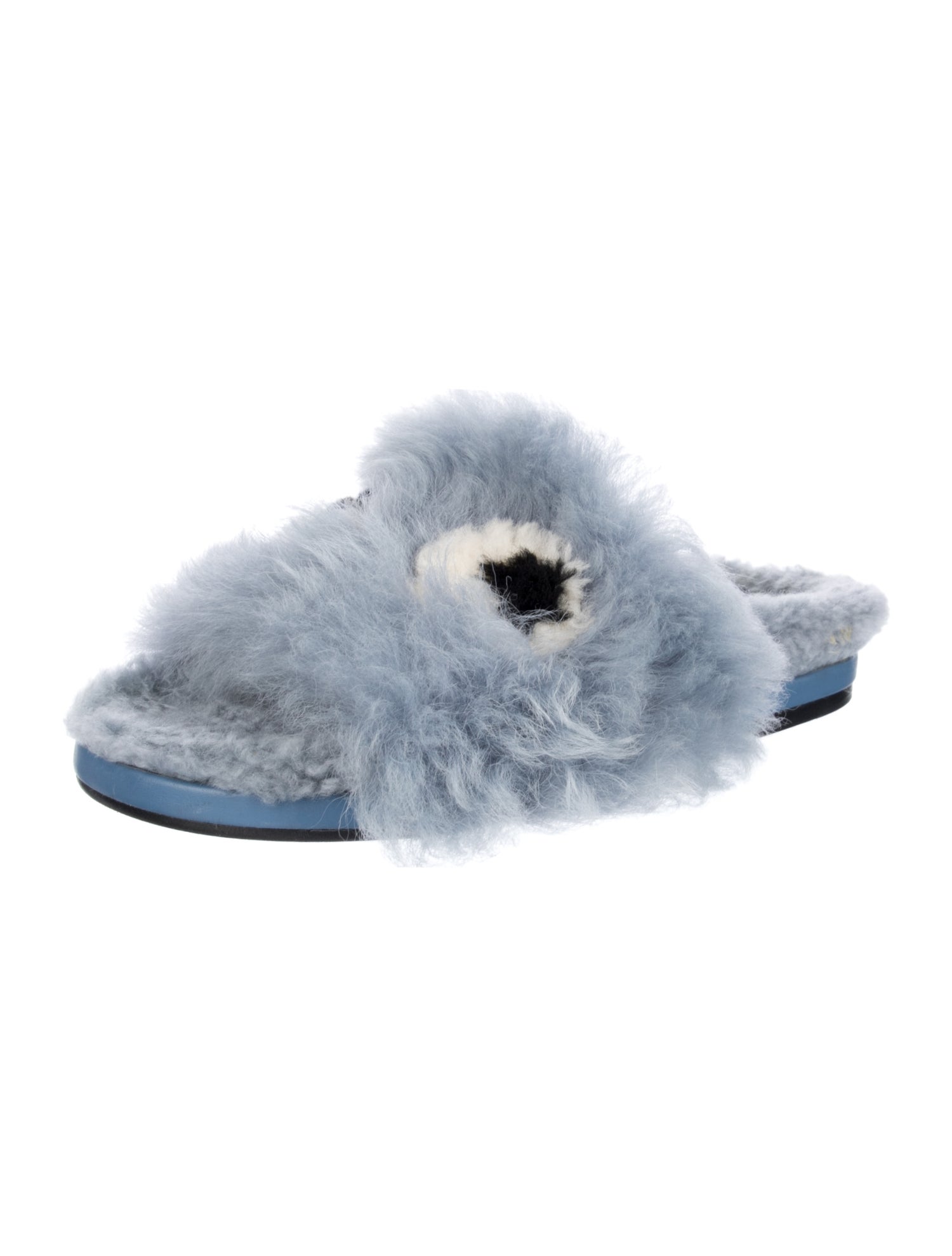 Anya Hindmarch Faux Fur Graphic Print Slides