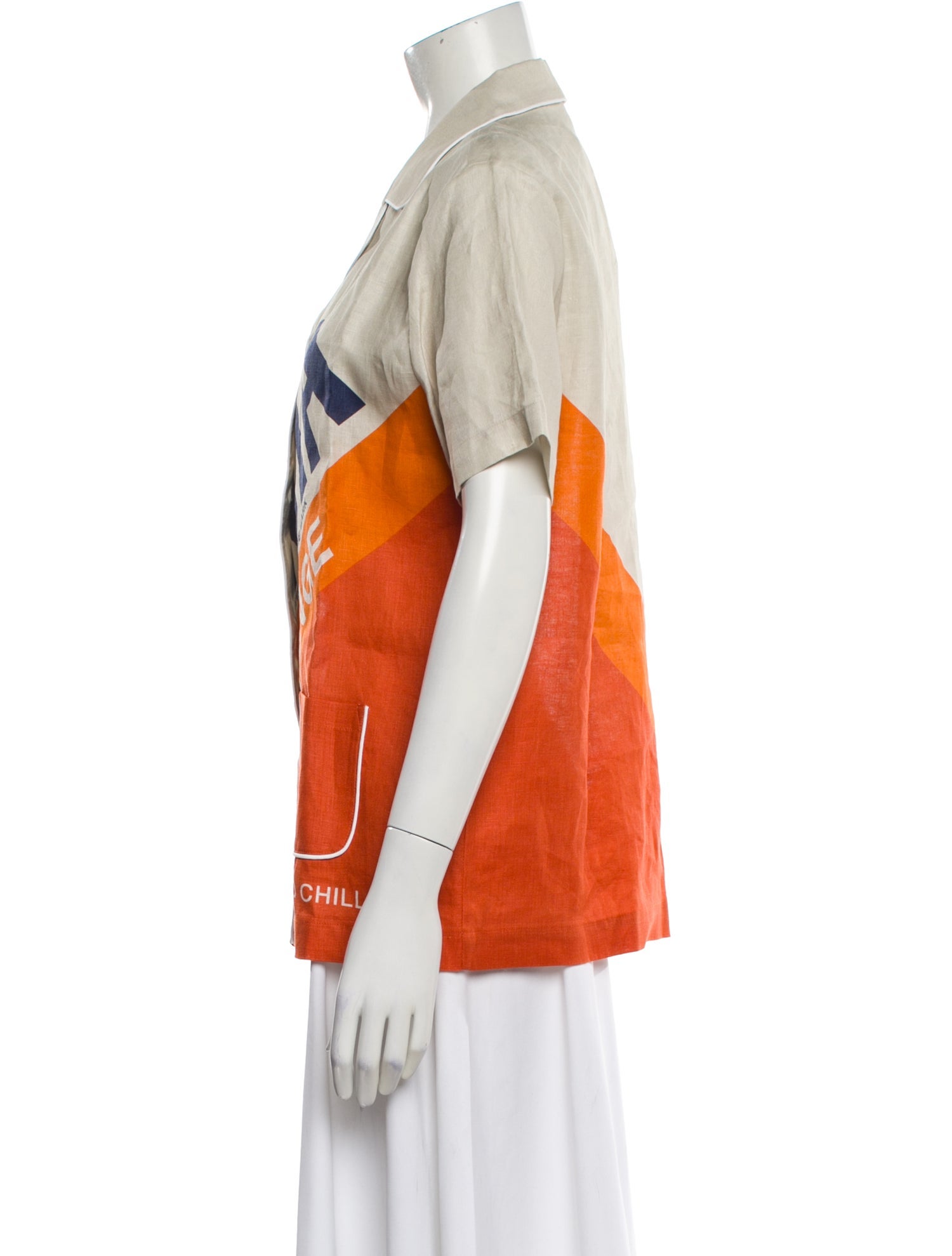 Anya Hindmarch Linen Graphic Print Button-Up Top