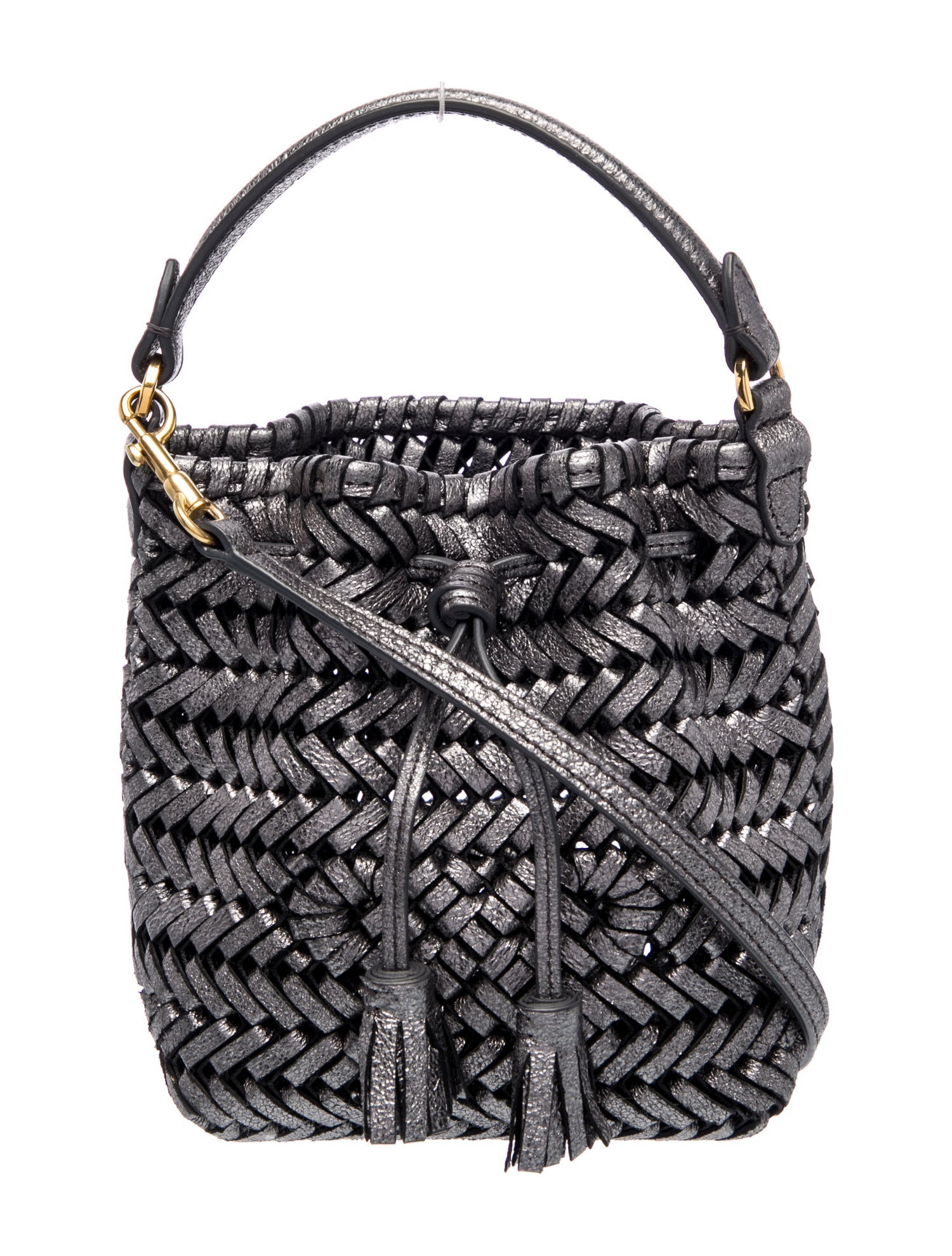 Anya Hindmarch Leather Bucket Bag - Silver Crossbody Bags