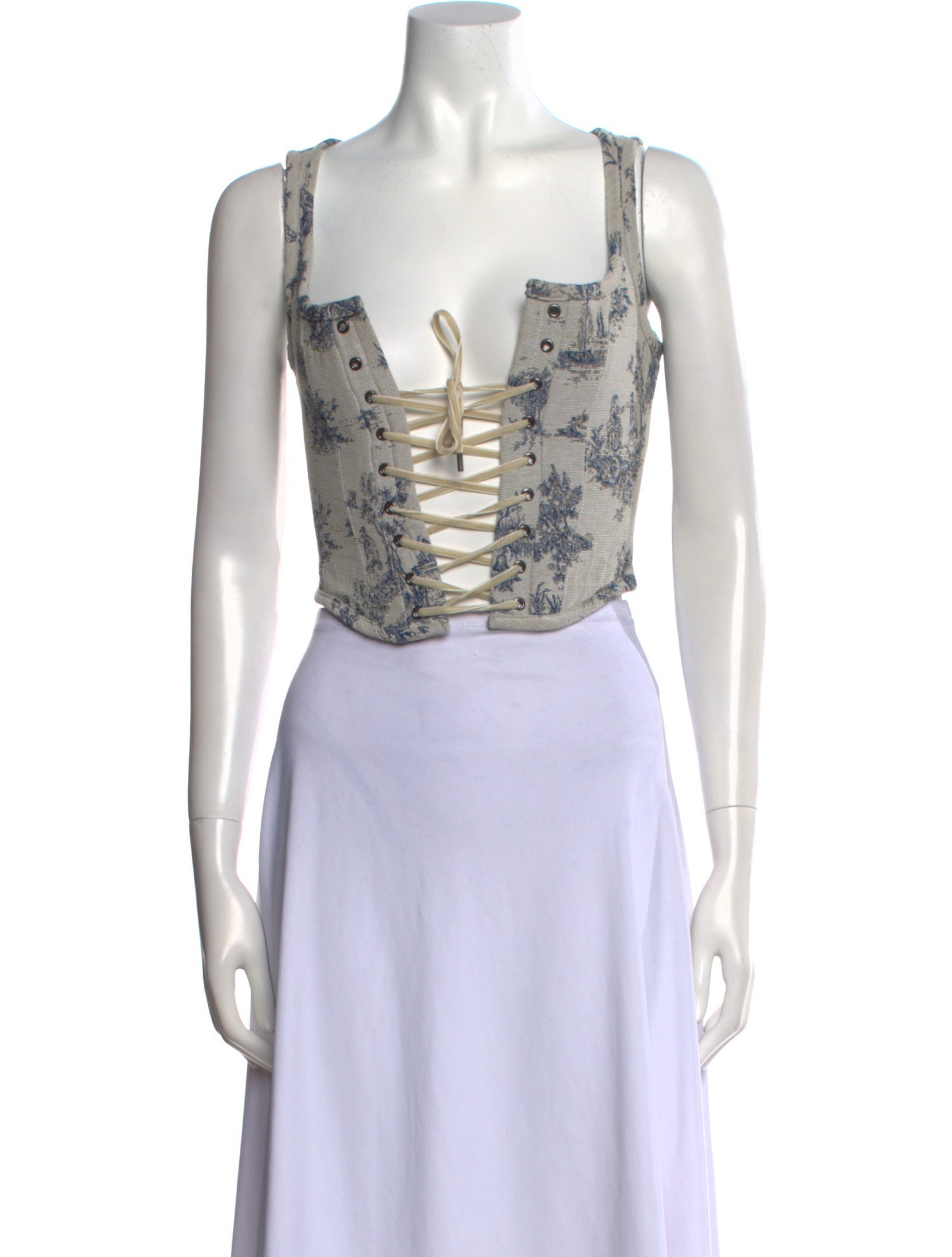 All is a Gentle Spring Printed Square Neckline Crop Top