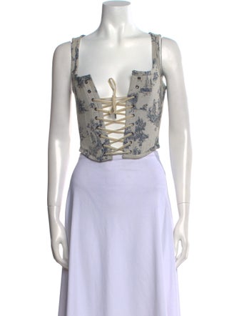 All is a Gentle Spring Printed Square Neckline Crop Top