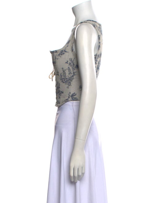 All is a Gentle Spring Printed Square Neckline Crop Top