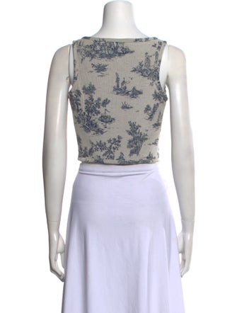 All is a Gentle Spring Printed Square Neckline Crop Top