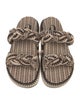 Amambaih Striped Leather Trim Embellishment Slides