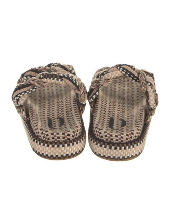 Amambaih Striped Leather Trim Embellishment Slides