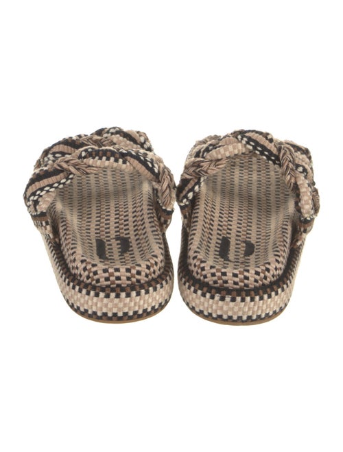 Amambaih Striped Leather Trim Embellishment Slides