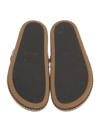 Amambaih Striped Leather Trim Embellishment Slides