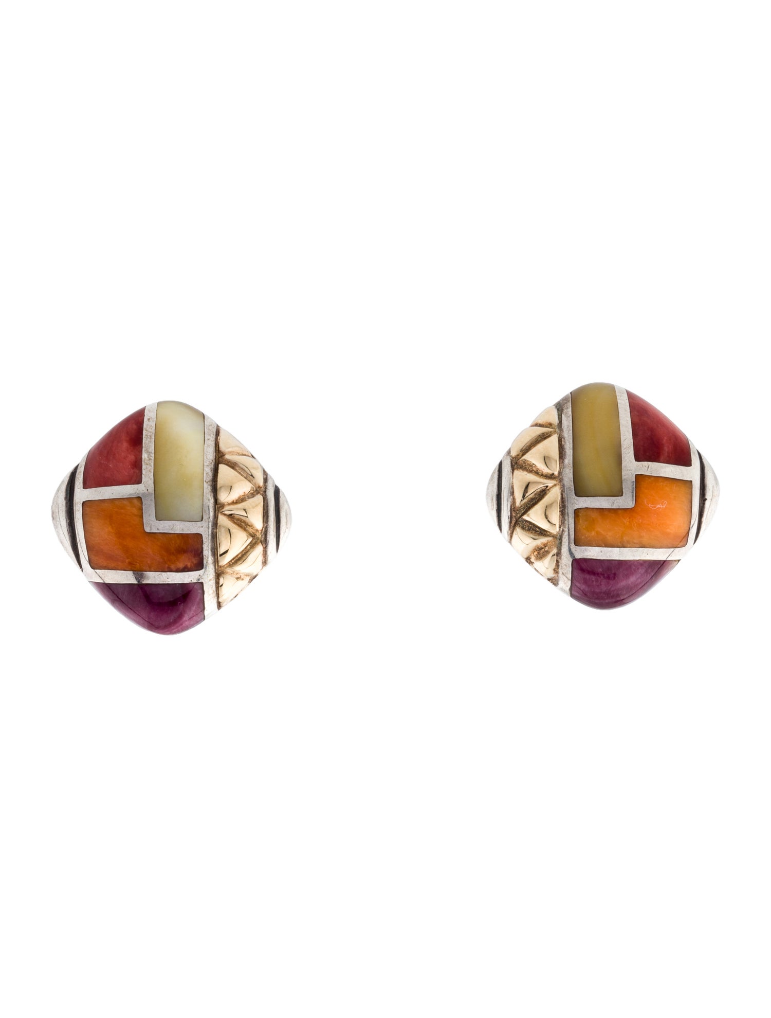 Asch Grossbardt Two-Tone Shell Inlay Earrings