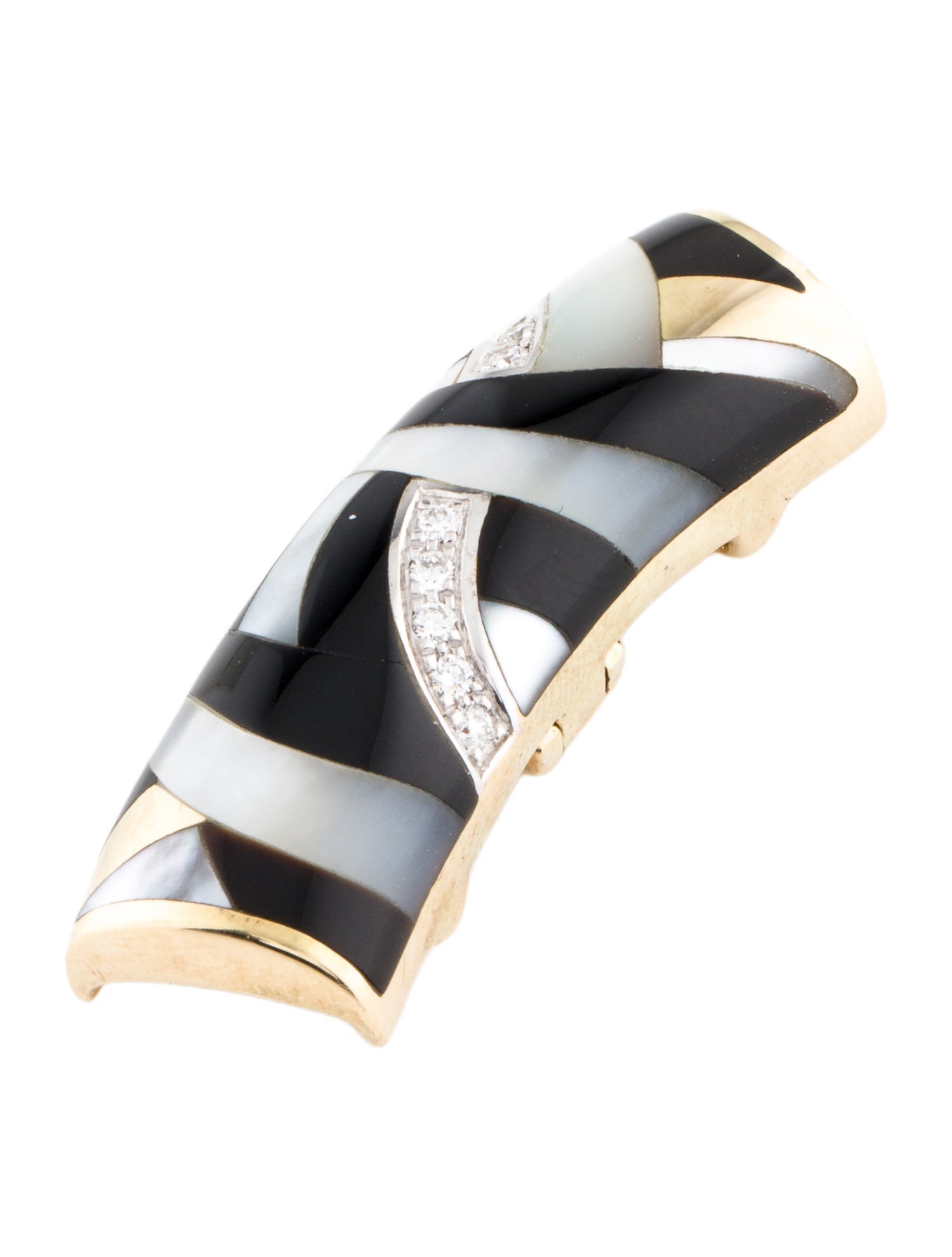 Asch Grossbardt 14K Mother of Pearl, Onyx & Diamond Slider Pendant