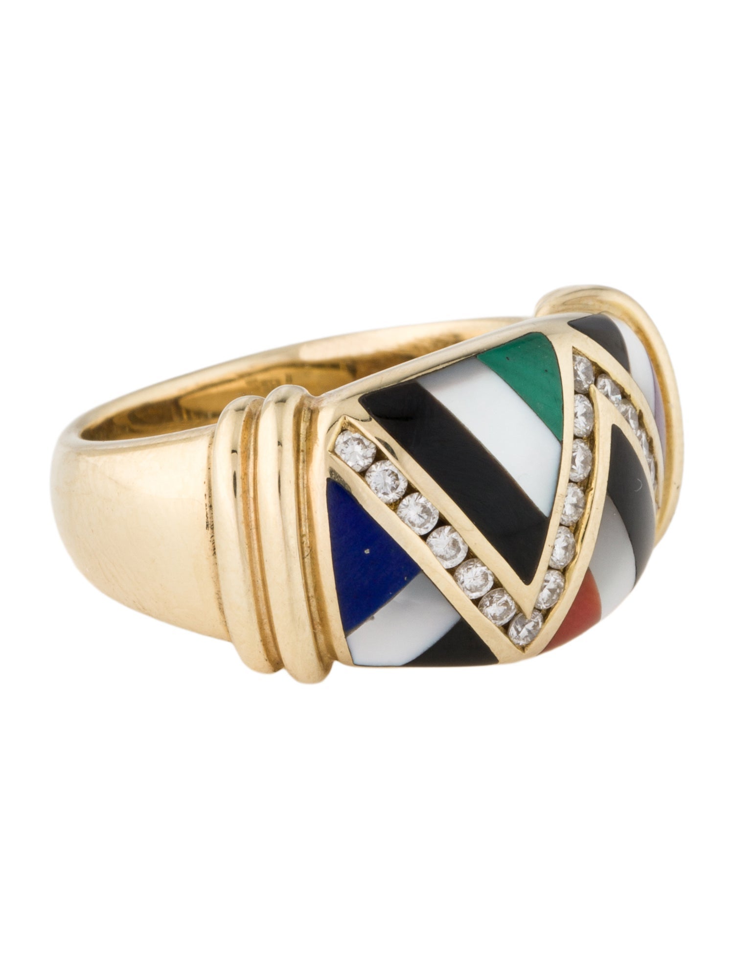 Asch Grossbardt 14K Mother of Pearl, Diamond & Multistone Band