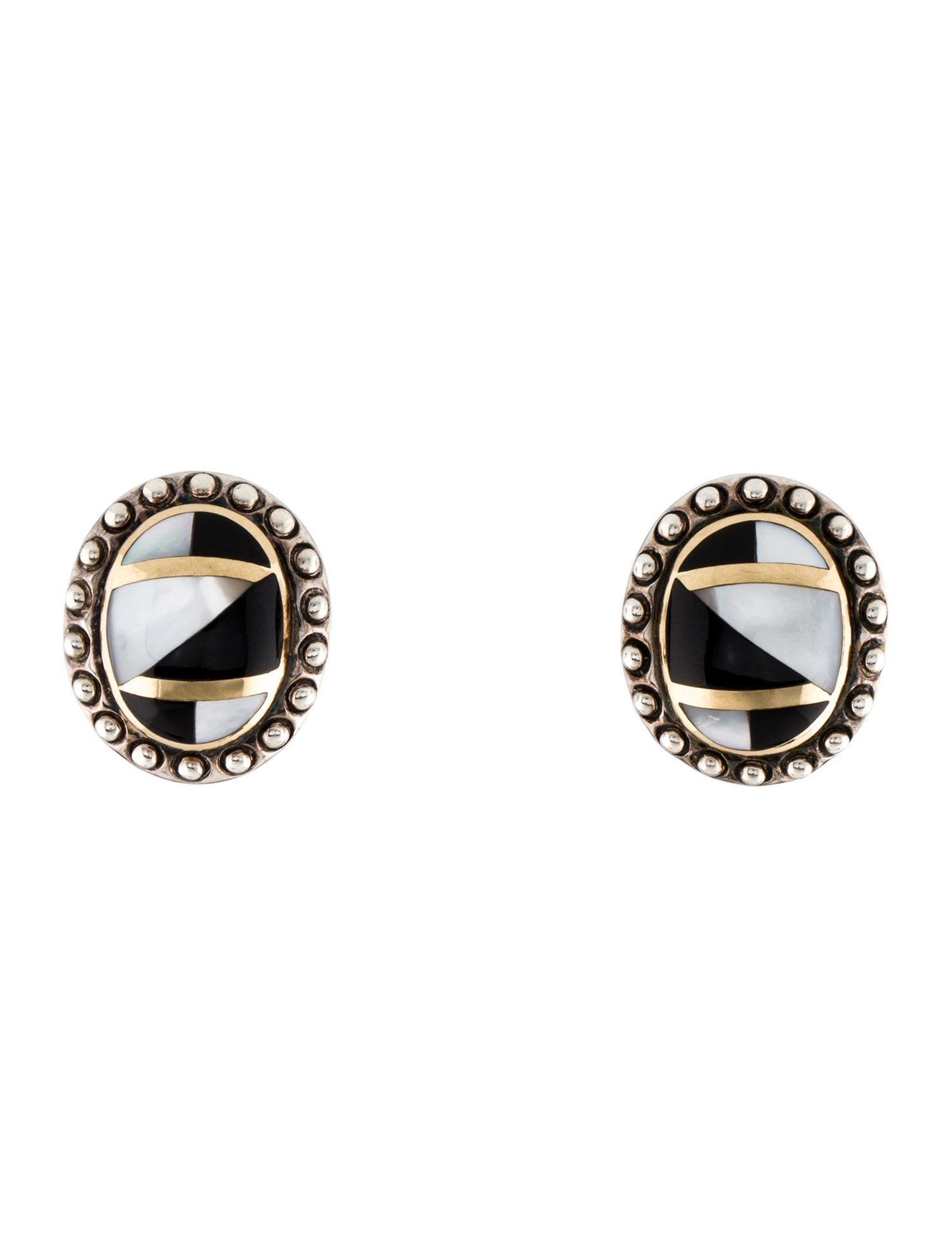 Asch Grossbardt Mother of Pearl & Onyx Earclips
