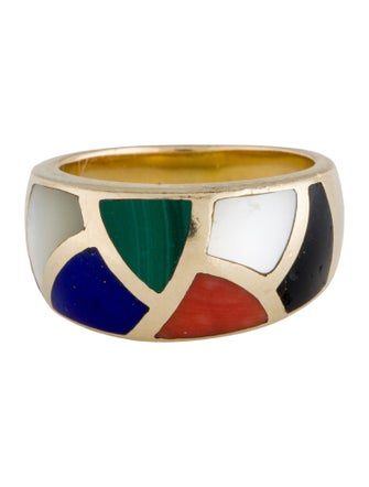 Asch Grossbardt 14K Mother of Pearl, Coral & Multistone Band