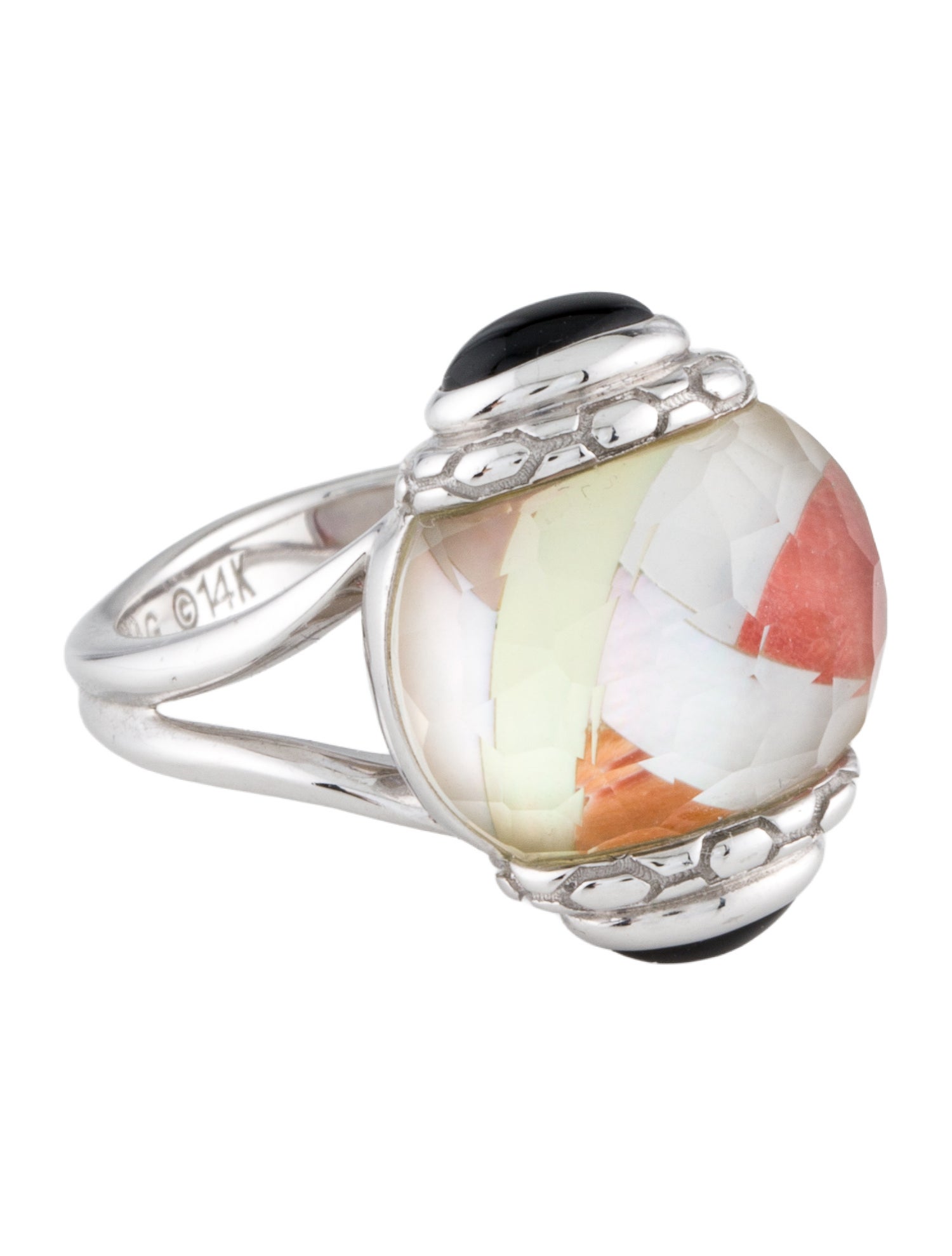 Asch Grossbardt Spiny Oyster Shell & Onyx Cocktail Ring