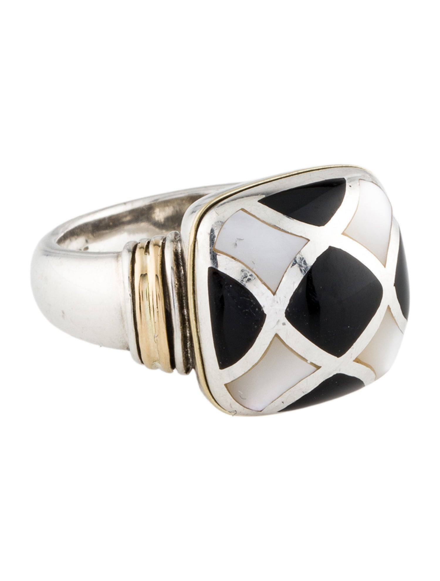 Asch Grossbardt Mother of Pearl & Onyx Cocktail Ring