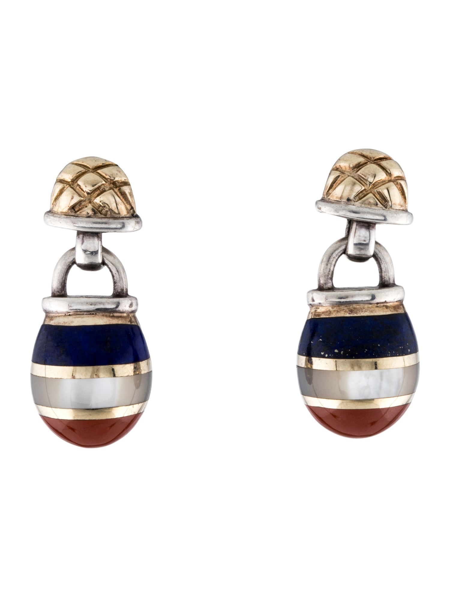 Asch Grossbardt Mother of Pearl, Lapis Lazuli & Jasper Drop Earrings