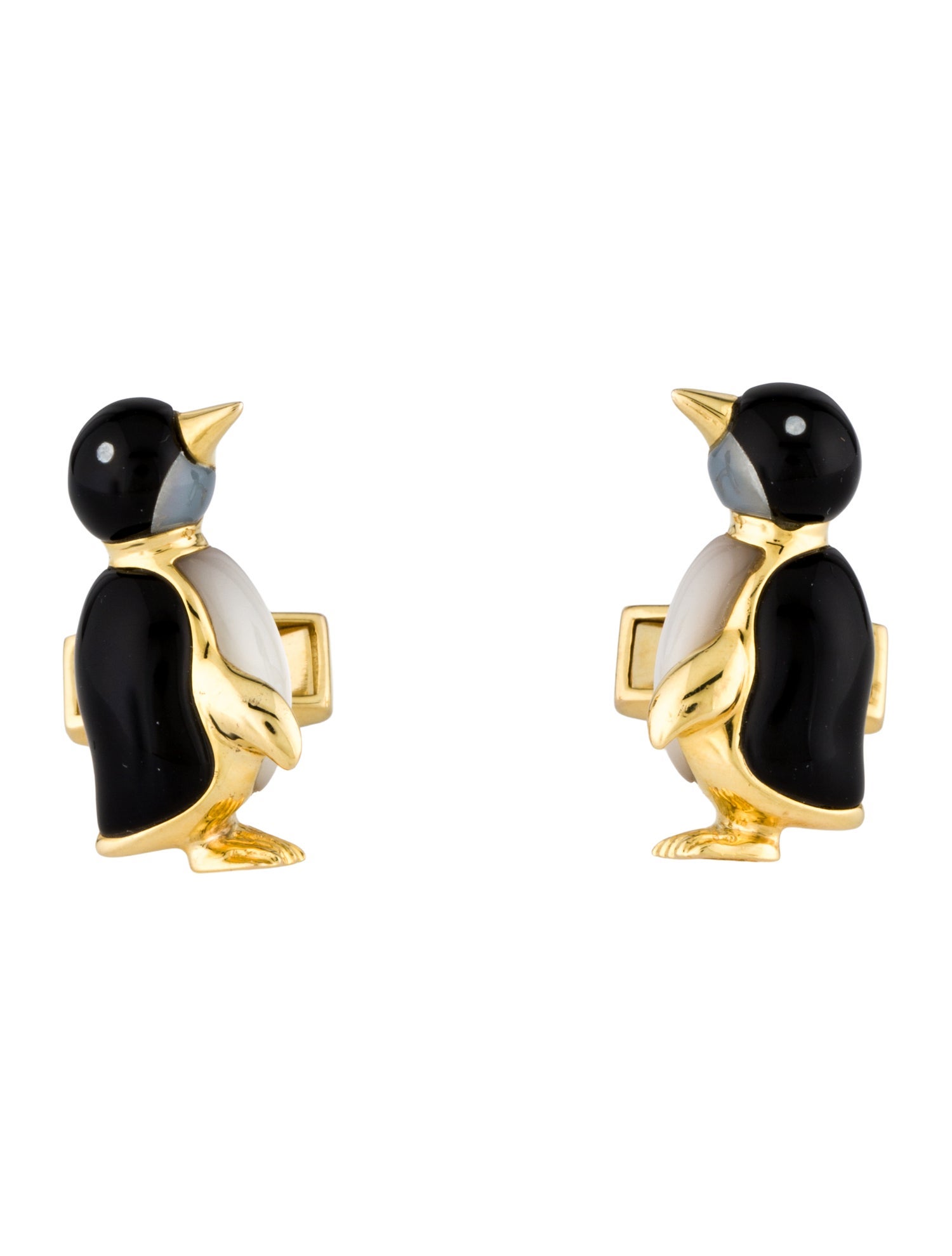 Asch Grossbardt 14K Mother Of Pearl & Glass Penguin Cufflinks