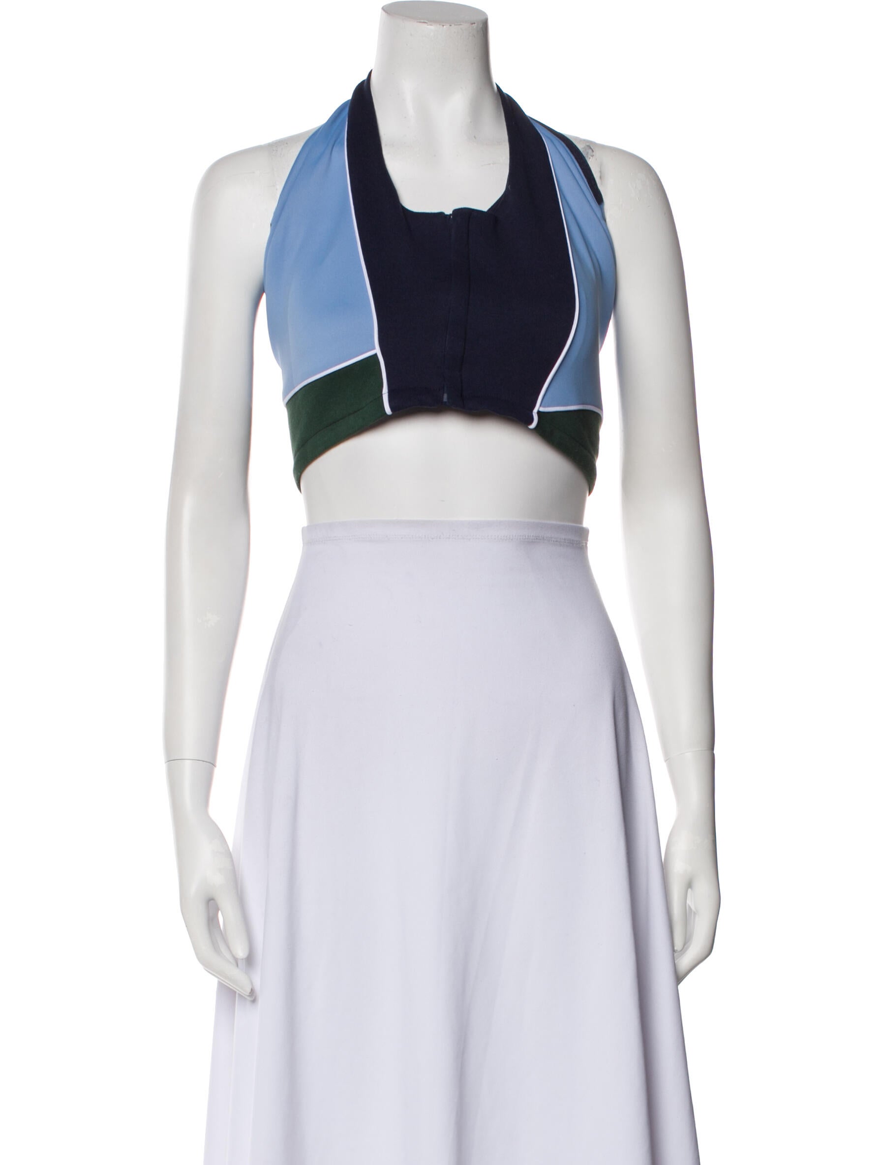 Ahluwalia Colorblock Pattern Halterneck Crop Top