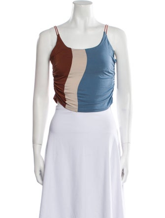 Ahluwalia Colorblock Pattern Scoop Neck Crop Top