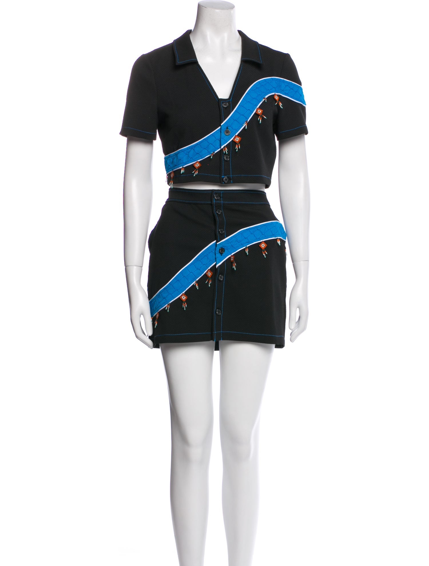 Ahluwalia Colorblock Pattern Skirt Suit